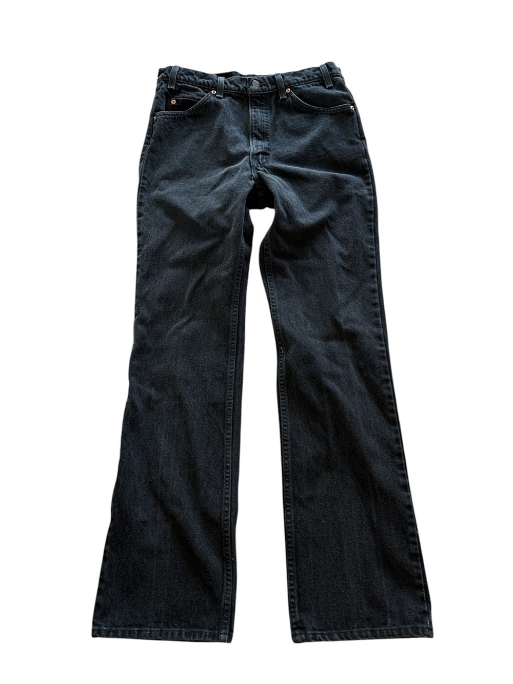 Vtg 90s Levis 517 Relaxed Orange Tab Faded Black Jeans USA Made 35x34 (32x33)